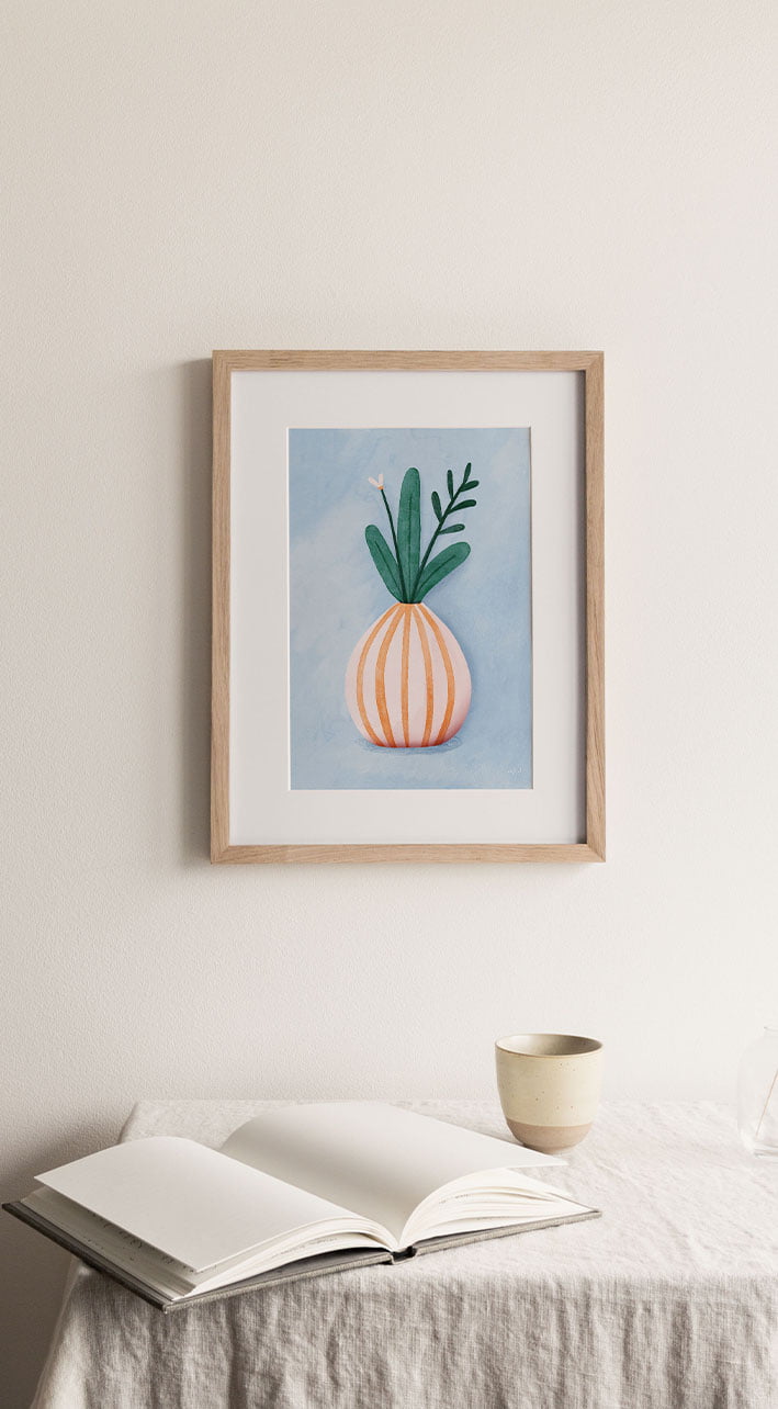 A4 Poster - Bloemenvaas Blauw