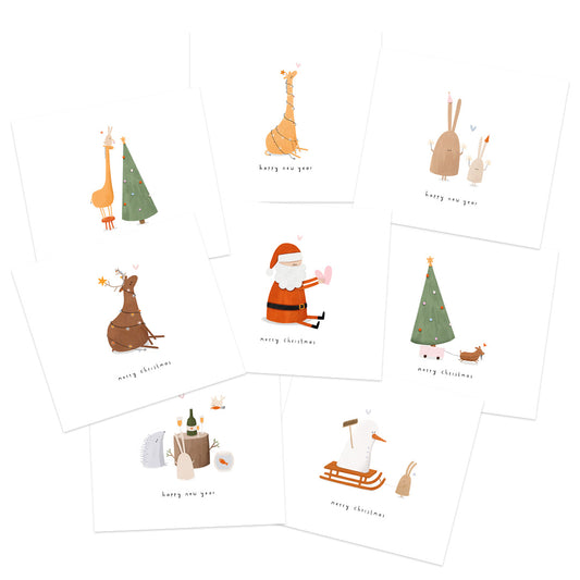 Setje van 8 kerstkaarten incl. enveloppen en stickervel!