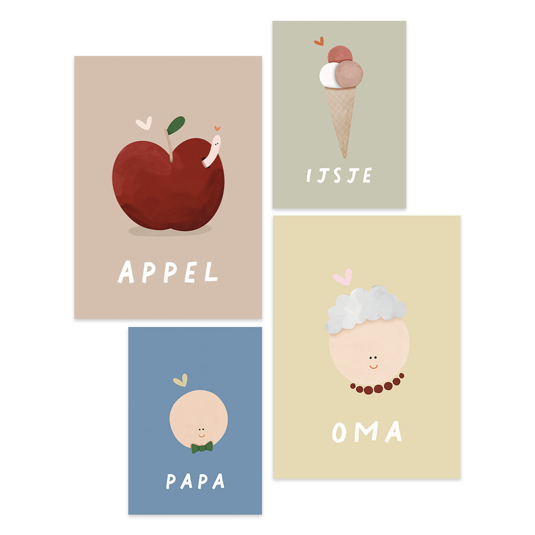 Woorden poster pastel: Appel
