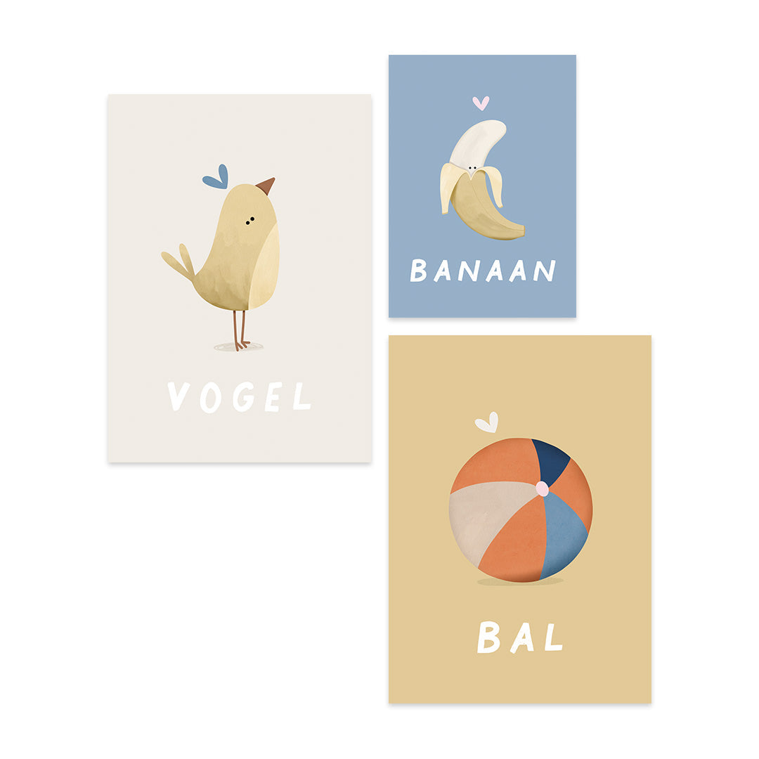 Woorden poster pastel: Vogel