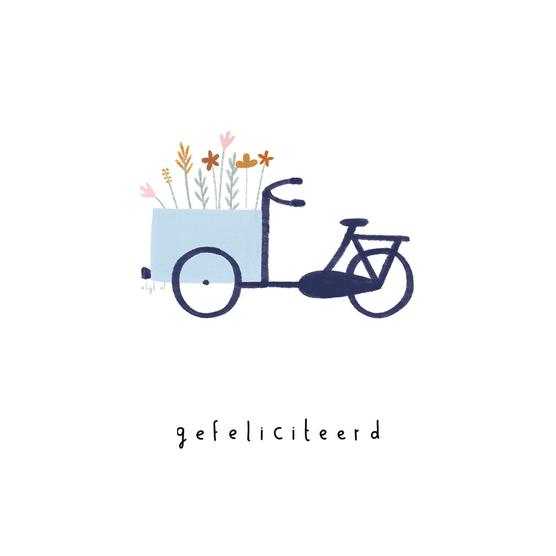 Gevouwen kaart: Bloemenfiets