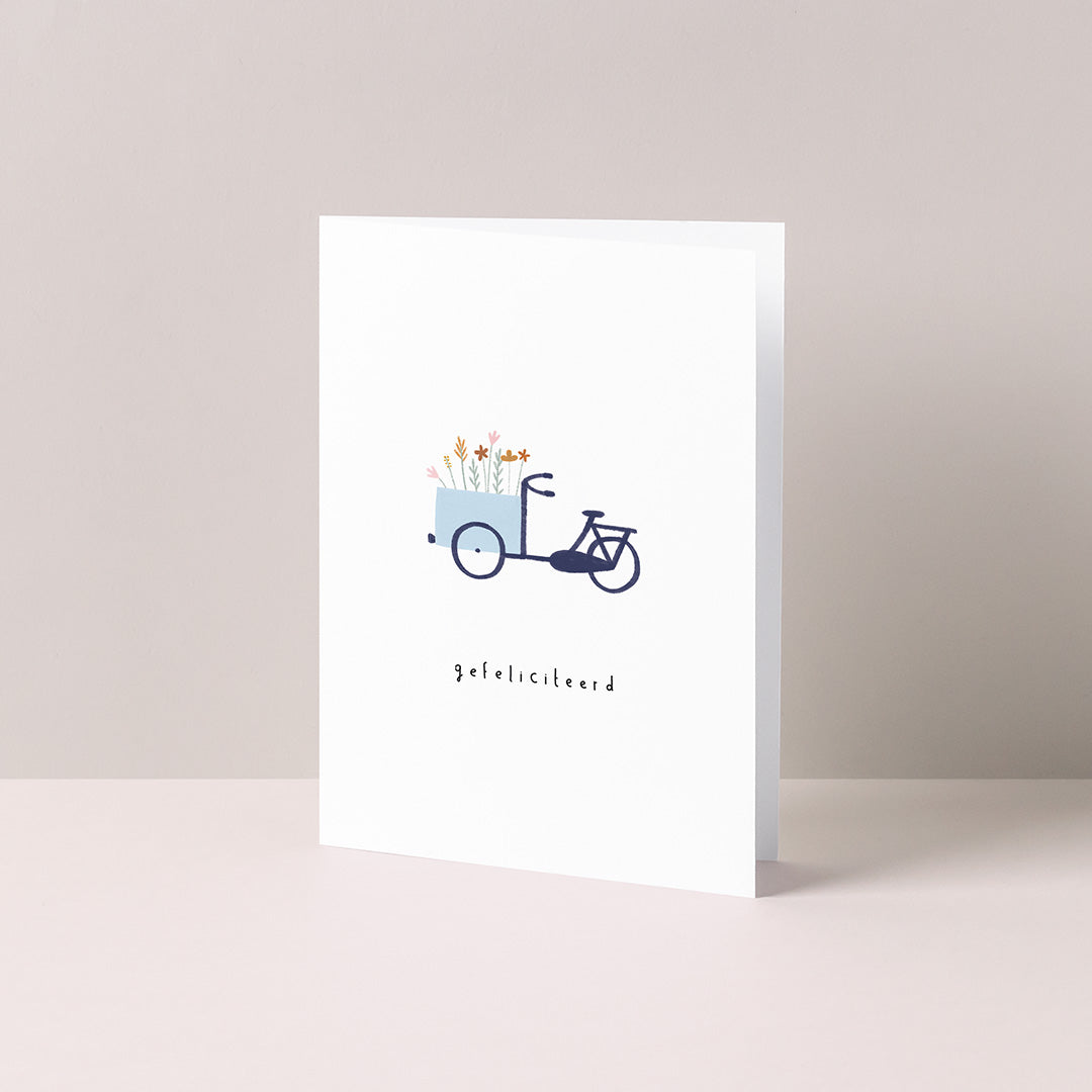 Gevouwen kaart: Bloemenfiets