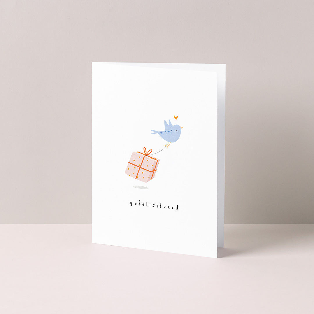 Gevouwen kaart: De cadeau-vogel
