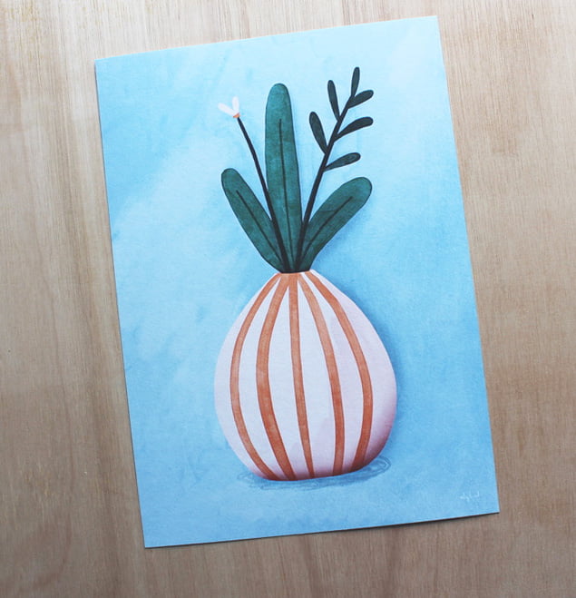 A4 Poster - Bloemenvaas Blauw