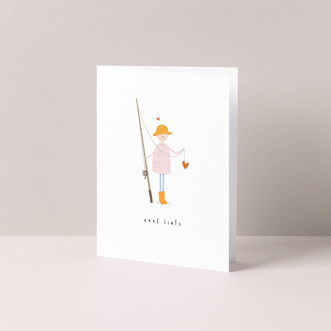 Gevouwen kaart: Hengeltje met liefs