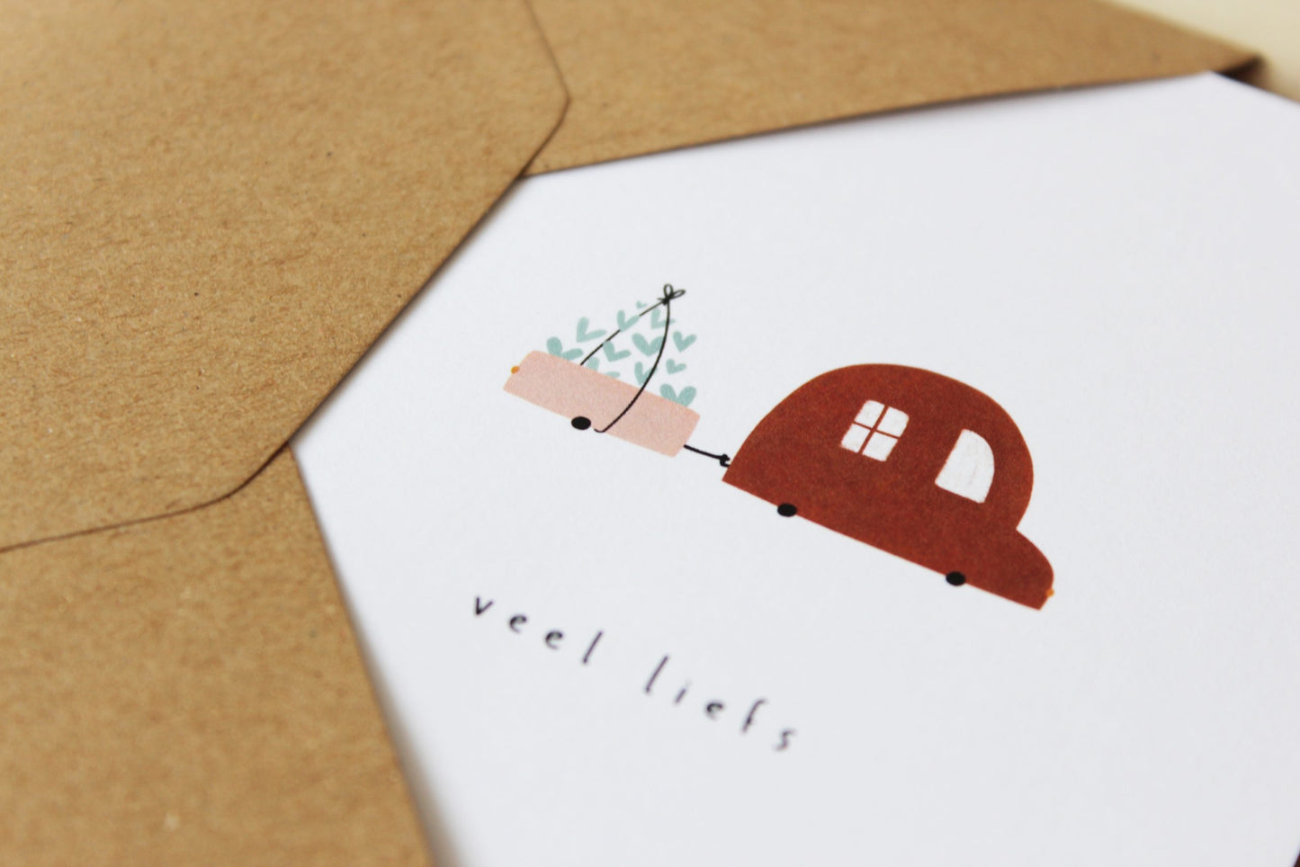 Gevouwen kaart: Veel Liefs