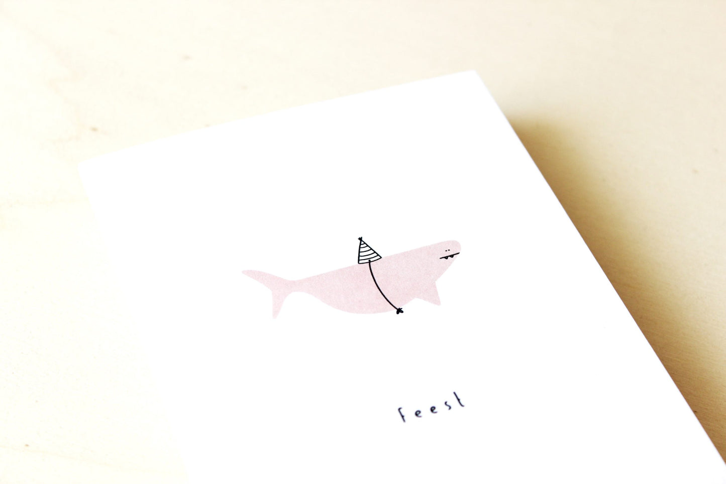 Gevouwen kaart: Roze haai
