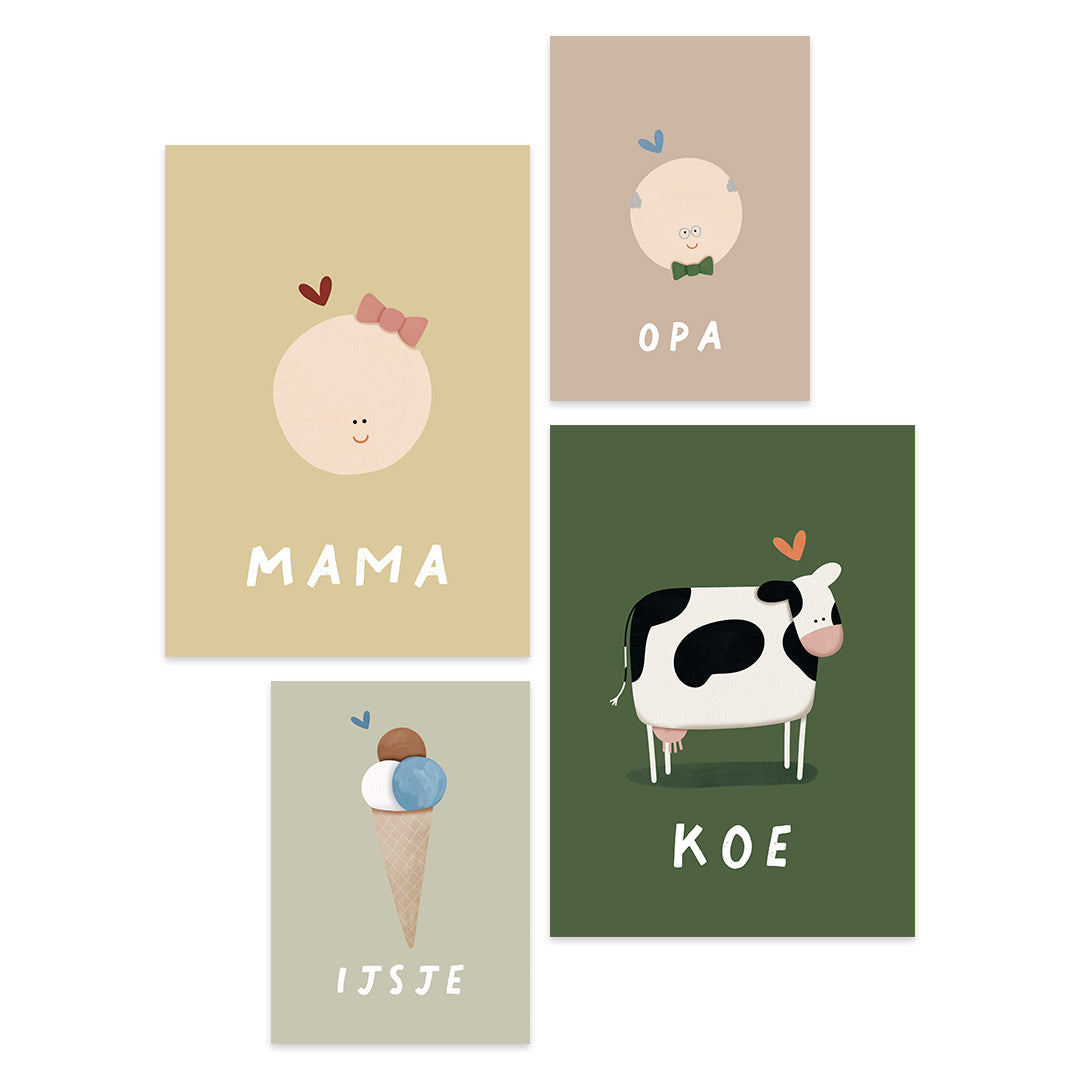 Woorden poster pastel: Opa
