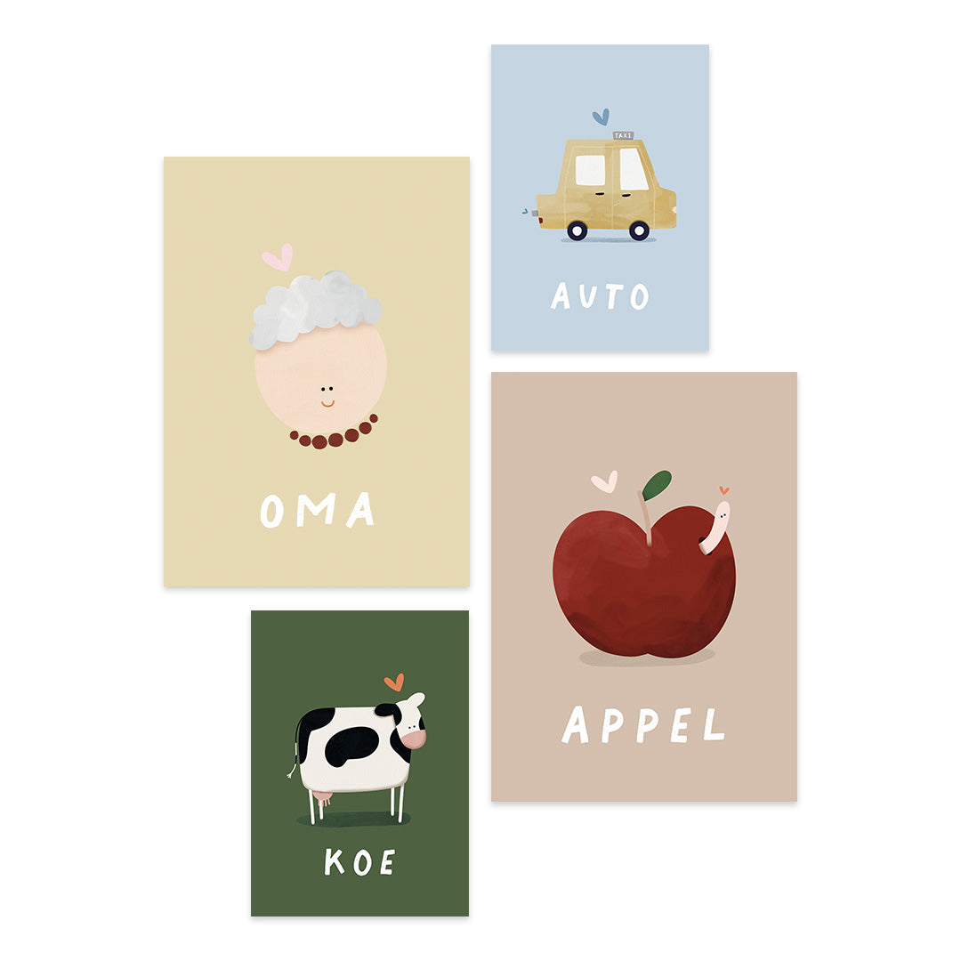Woorden poster pastel: Koe