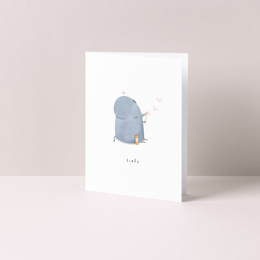 Gevouwen kaart: Bellenblaas olifantje
