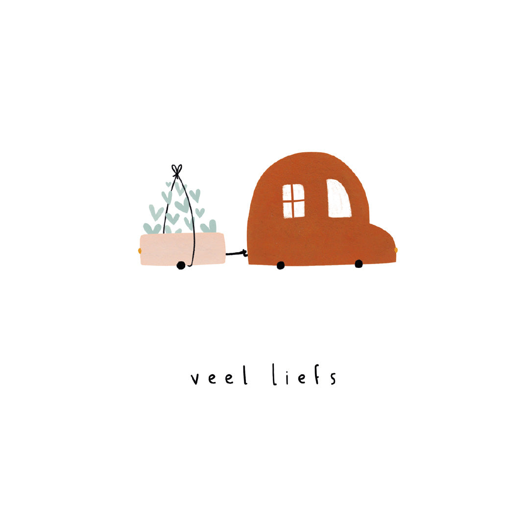 Gevouwen kaart: Veel Liefs