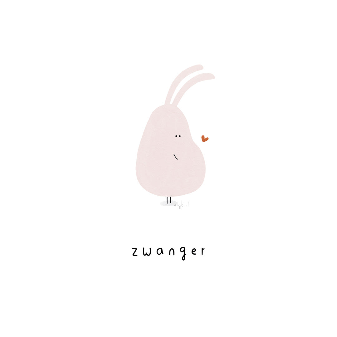 Gevouwen kaart: Zwanger konijntje