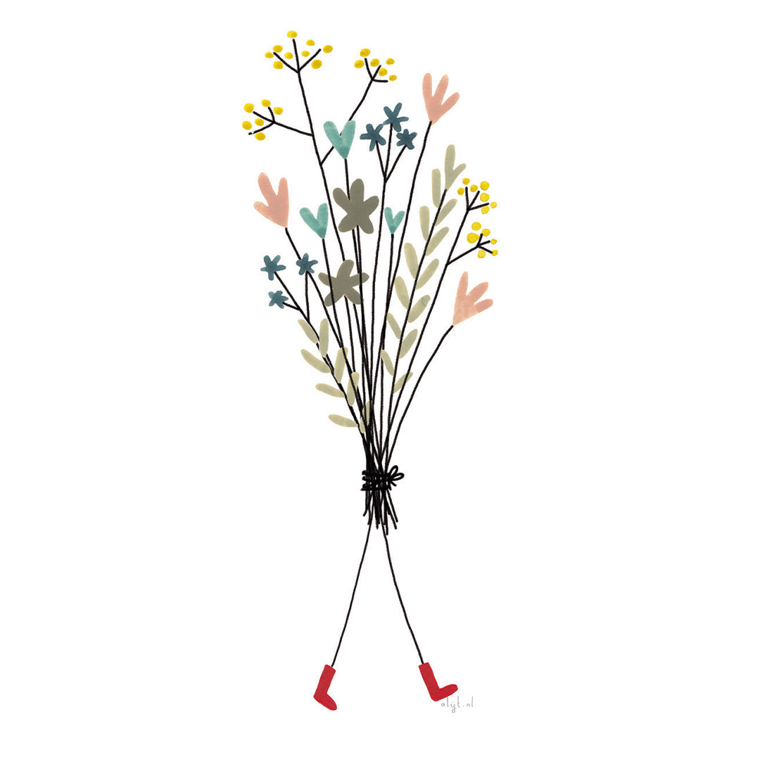 Kaartje bosje bloemen