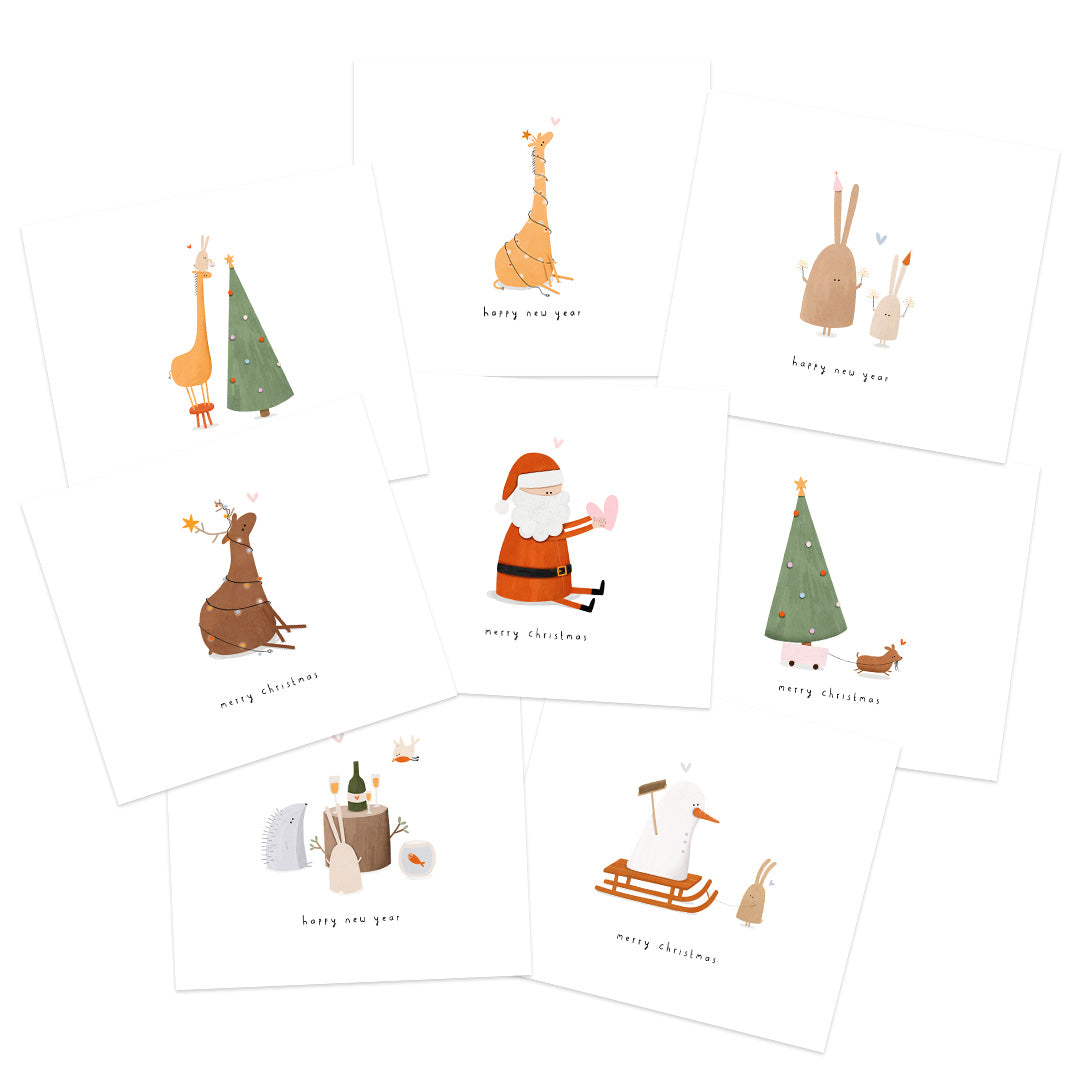 Setje van 8 kerstkaarten incl. enveloppen en stickervel!