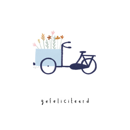Gevouwen kaart: Bloemenfiets