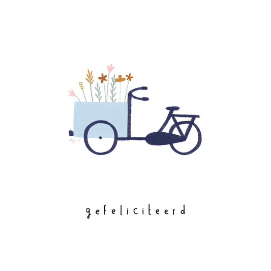 Gevouwen kaart: Bloemenfiets