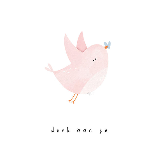 Gevouwen kaart: Denk aan je vogeltje