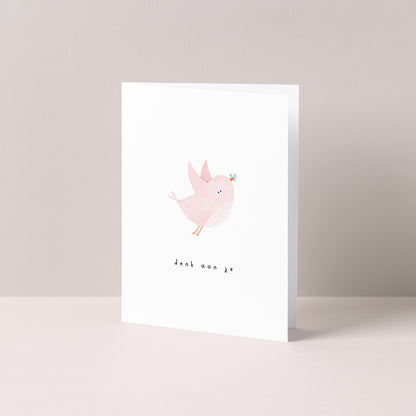 Gevouwen kaart: Denk aan je vogeltje