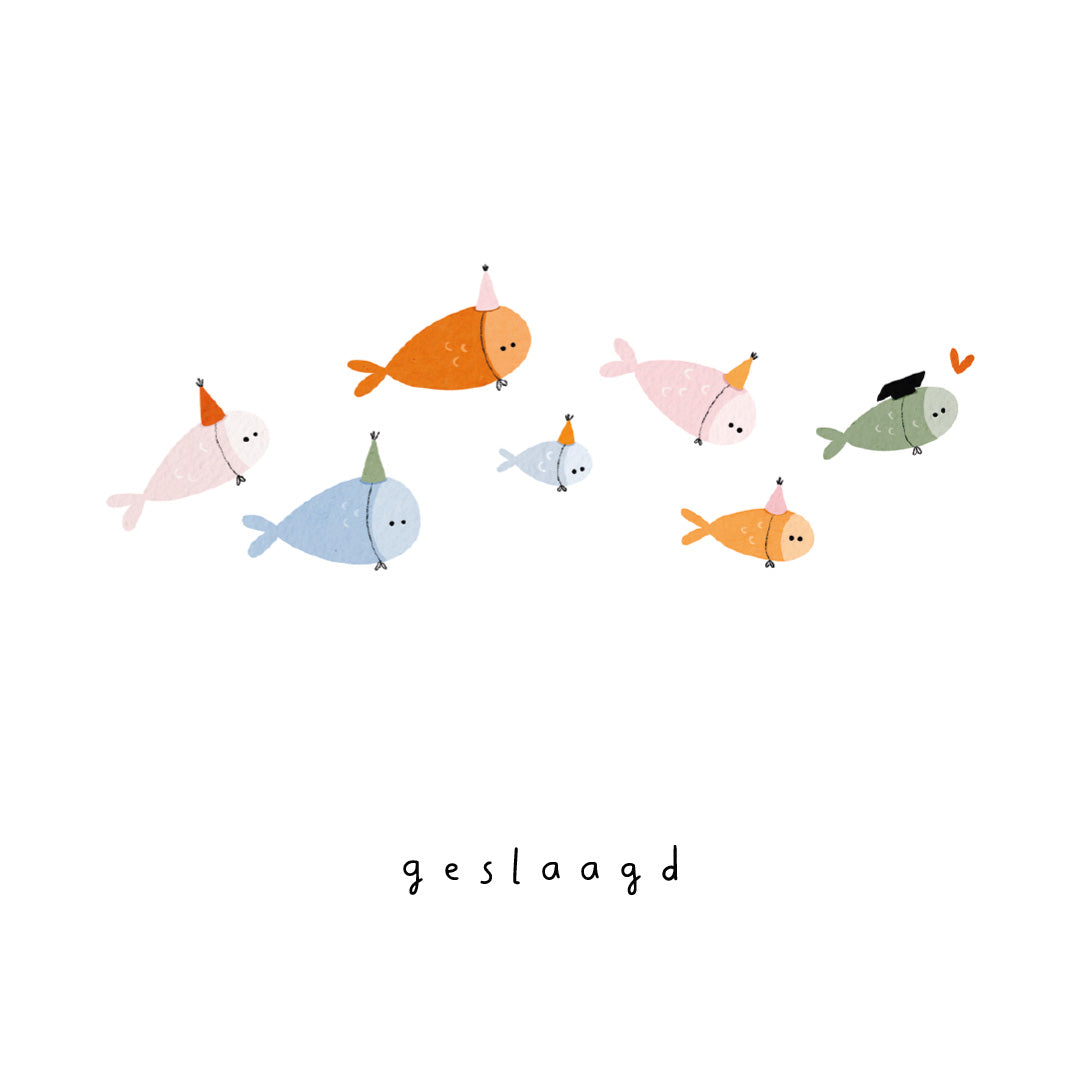 Gevouwen kaart: Geslaagd visjes