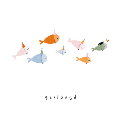 Gevouwen kaart: Geslaagd visjes
