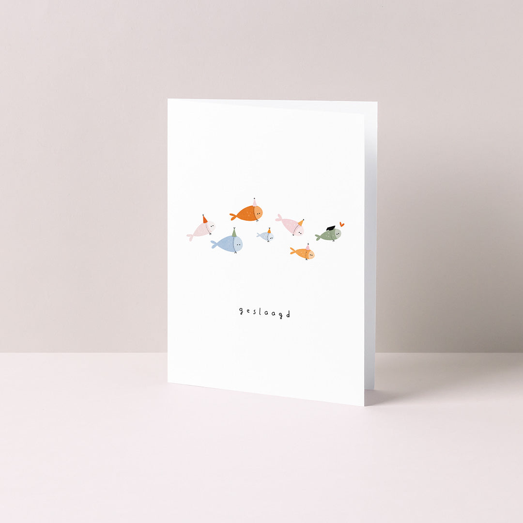 Gevouwen kaart: Geslaagd visjes