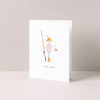 Gevouwen kaart: Hengeltje met liefs