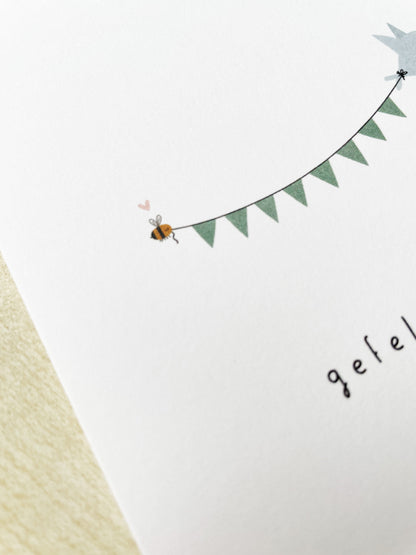 Gevouwen kaart: Vogelfelicitatie