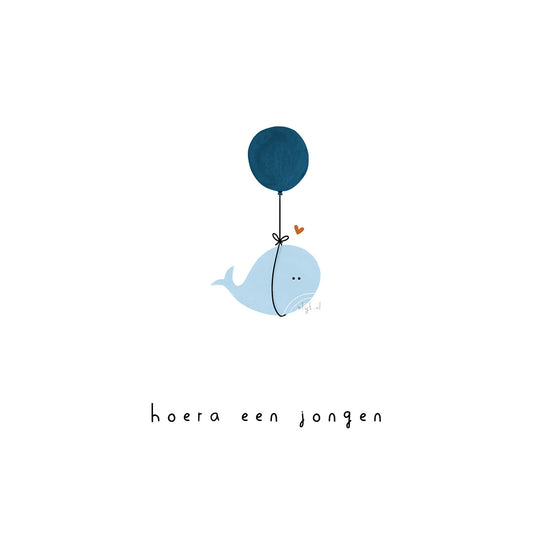 Gevouwen kaart: Hoera een jongen (visje)
