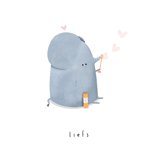 Gevouwen kaart: Bellenblaas olifantje