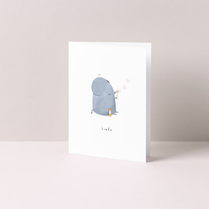 Gevouwen kaart: Bellenblaas olifantje