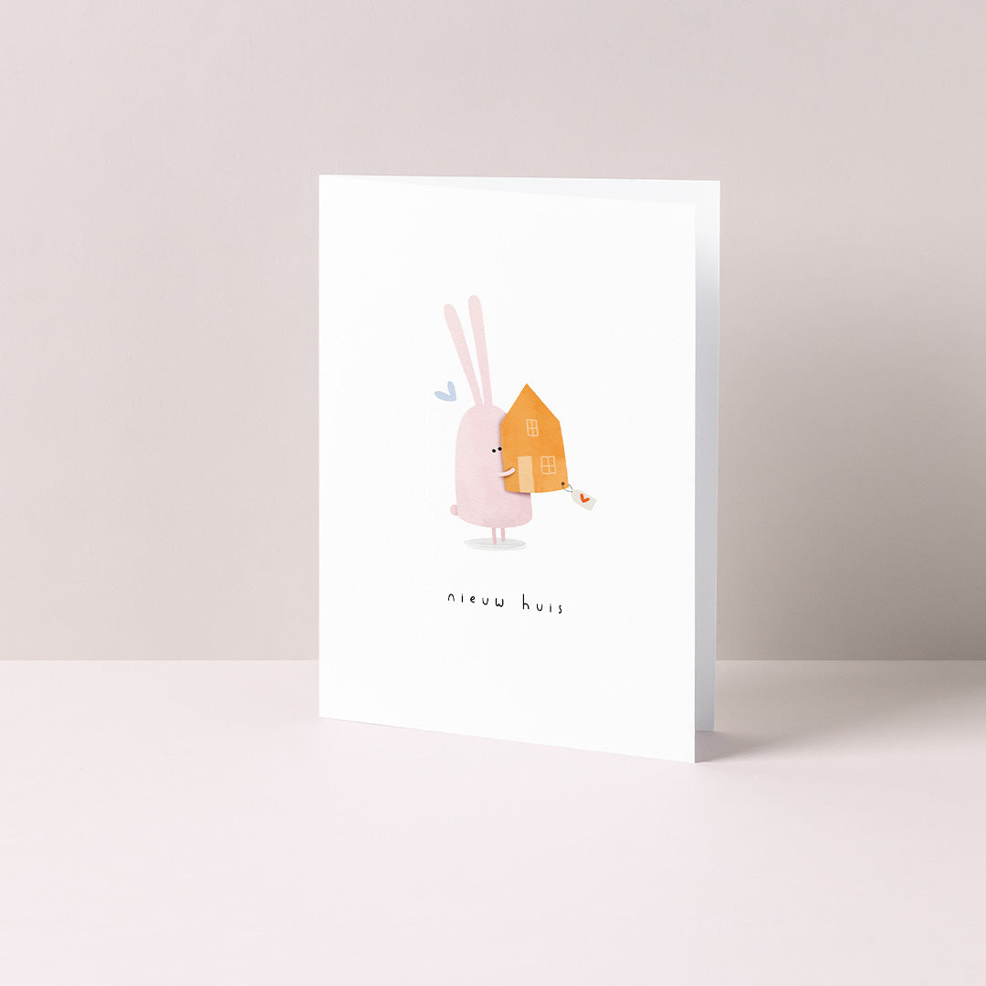 Gevouwen kaart: Nieuw huis konijntje