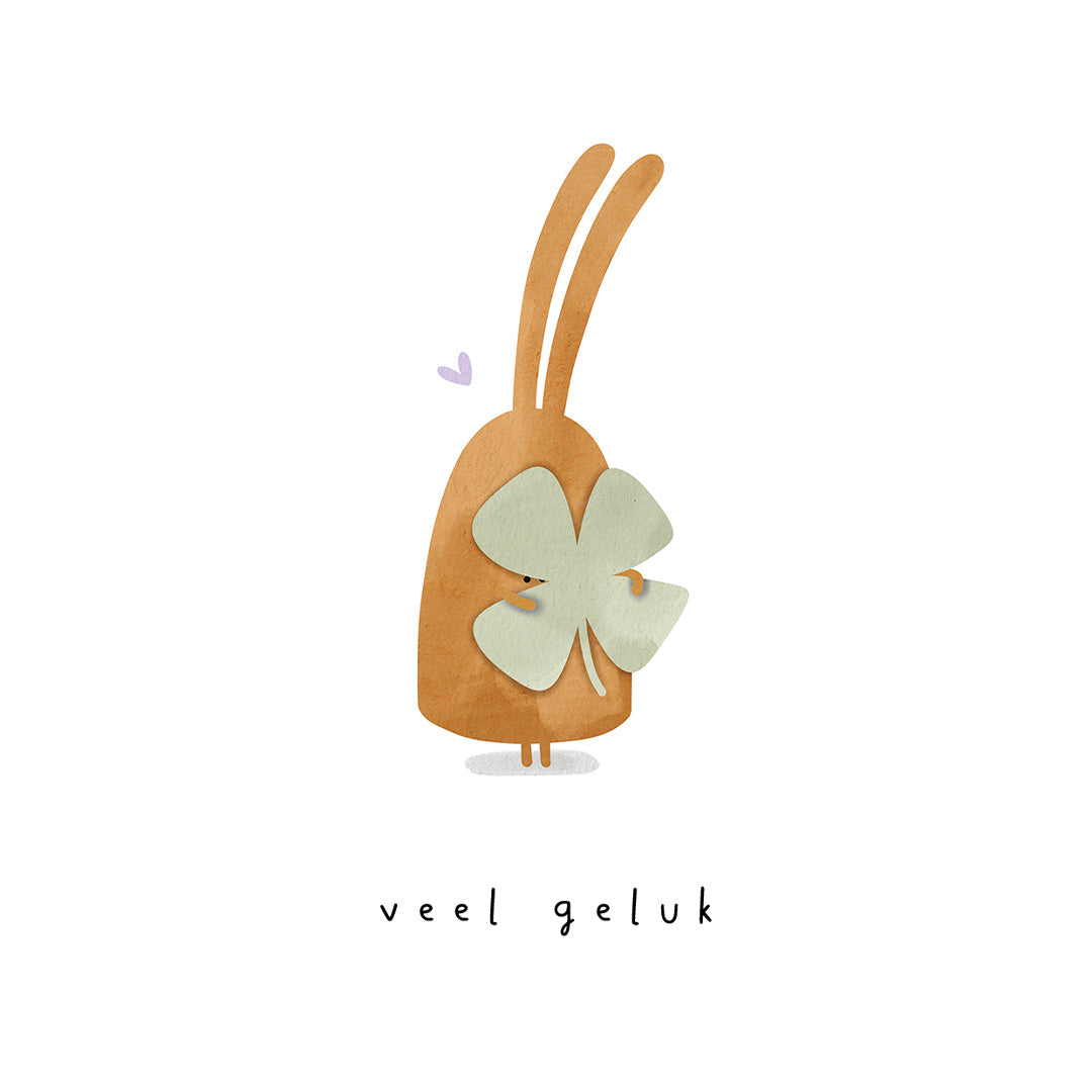 Gevouwen kaart: Veel geluk konijntje