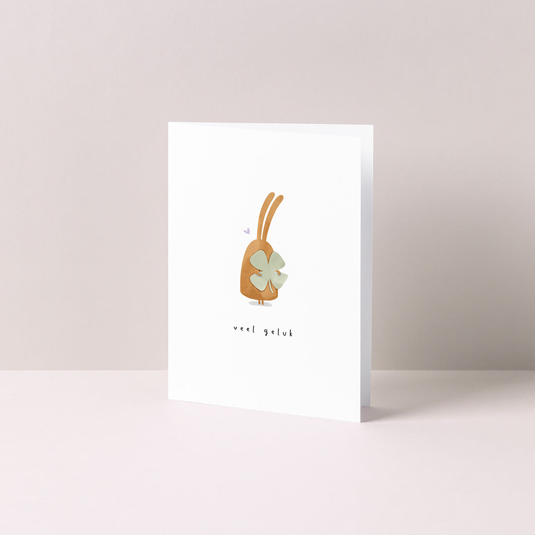 Gevouwen kaart: Veel geluk konijntje