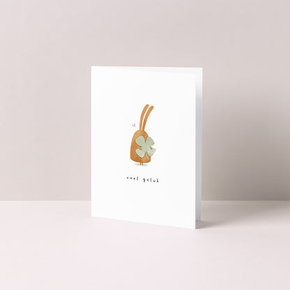 Gevouwen kaart: Veel geluk konijntje