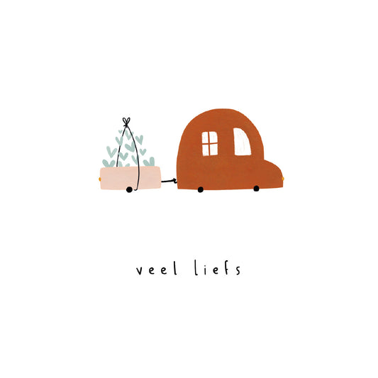 Gevouwen kaart: Veel Liefs