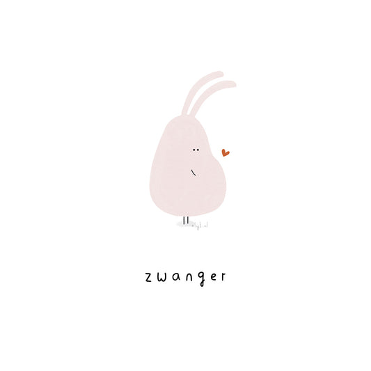 Gevouwen kaart: Zwanger konijntje