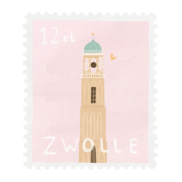 A4 Poster - Postzegel Zwolle