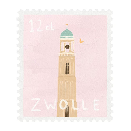 A4 Poster - Postzegel Zwolle