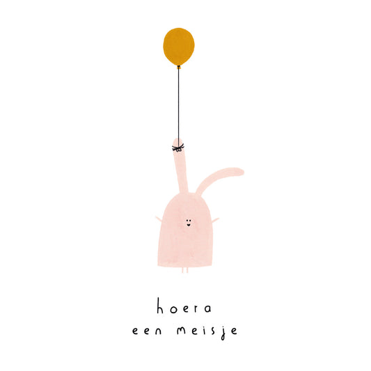 Gevouwen kaart: Hoera een meisje