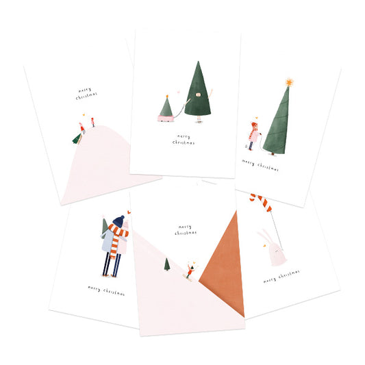Setje van 6 kerstkaarten incl. enveloppen